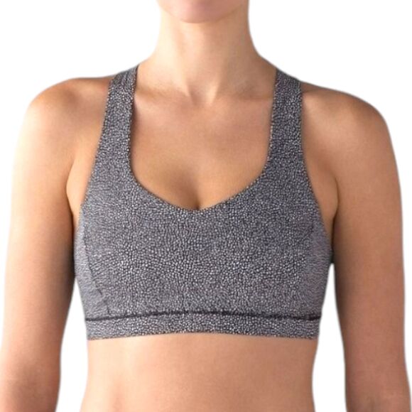Lululemon Free To Be Serena Bra Womens 6 Gray Chakra Print Strappy Athletic Yoga - Picture 2 of 10